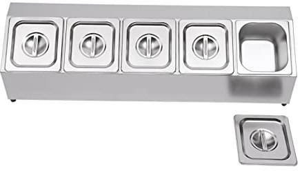 Lilyeriy Contenitore in acciaio inox con 5 coperchi, contenitore Gastronorm, lavabile in lavastoviglie, per pizza e ingredienti