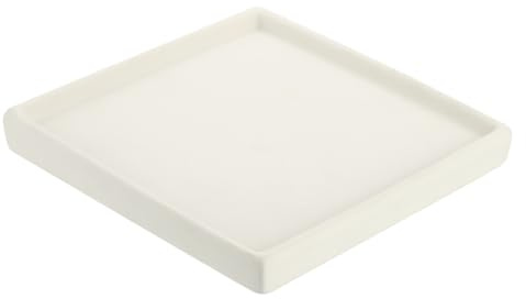 PATIKIL Sottovasi per Piante 6,7 Pollici, Vassoio di Scarico Quadrato in Ceramica per Interni Esterni, Beige