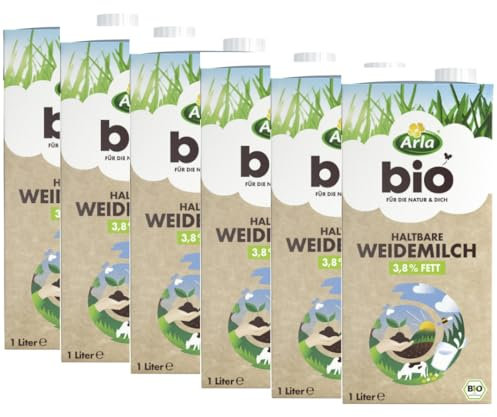 Arla Haltbare Weidemilch 3,8% Fett Kuhmilch Milch 1000 Milliliter x 6 Stück