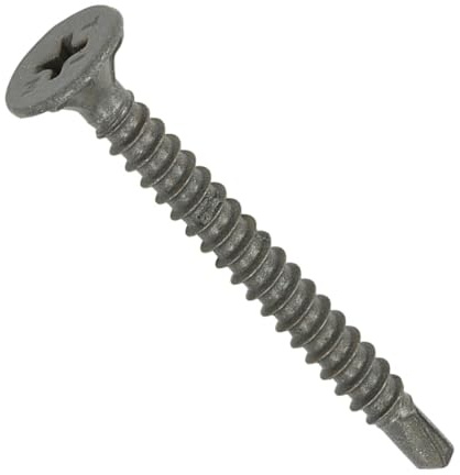 4.2 x 32mm Drywall Cement Board Screws Self Drilling Wafer Countersunk (Box of 200) - Exterior Plus Grey Coating Fibre Backer Board Steel Light Section Phillips Head