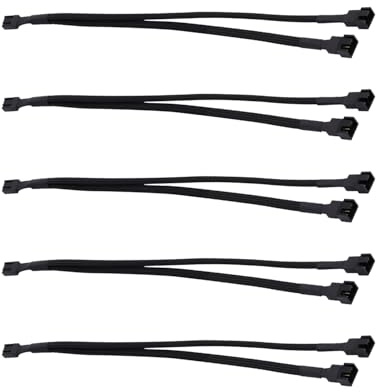 LANMINGLEL 5 Stück,1 bis 2 PWM Lüfter Splitter Kabel,12 Zoll 2 Wege PC Lüfter Verlängerungskabel, Stecker auf Buchse 4-Pin PWM Lüfter Splitter Kabel, Für PWM Lüfter Computer ATX Gehäuse.