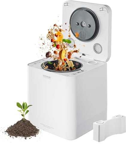 VEVOR Compostiera elettrica per cucina, 5 l, grande pattumiera intelligente da banco per interni, inodore, silenzioso, riciclatore alimentare da cucina con motore aggiornato, pulizia automatica, 2