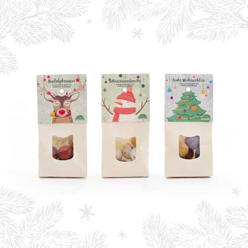 3 x Weihnachtliche Blumenmurmeln von Die Stadtgärtner | Rudolphnase, Schneemannbäuche & Weihnachtskugeln | Als kleines Geschenk oder Mitgebsel zu Weihnachten, zum Nikolaus oder für Adventskalender