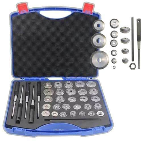 HEGGMKK Set di 34 Alesatori per Sedi Valvole per Autoveicoli, Utensili per Sedi Valvole in Diamante al Carburo, con Chiave/Dado, per Diametro Valvola 22-38 Mm,34pcs