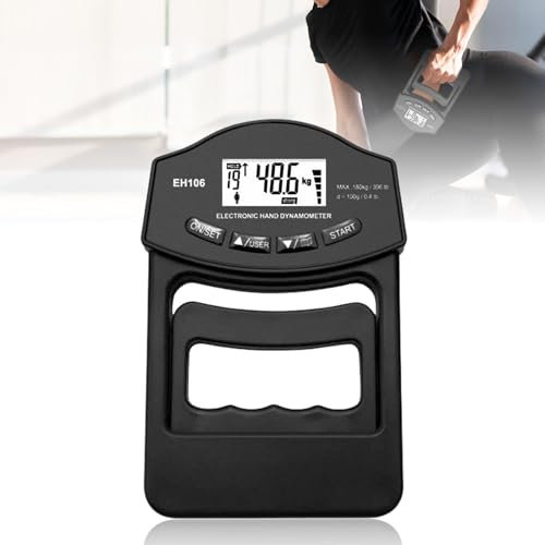 Digitaler Handkraftmessgerät, 180kg/316lbs Hand Dynamometer mit 19 Sets Einzelplatten Intelligent einfühlsam Grip Strength Trainer Elektronische Griffkraft Messgerät Großer LED-Bildschirm (Schwarz)