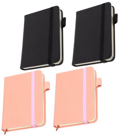 ROMISBABA 4stücke Handliches Notizblock Aus Pu Und Papier Für Büro Und Schule Tragbar Für Notizen Memos Und Tagebuchschreiben Kleines Professionelles Notizbuch Mit Liniereinband