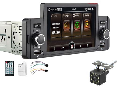 JINFOLI Autoradio 1Din IPS MP5 lettore multimediale Bluetooth autoradio Stereo Video Mirror Link 1 Din Nissian Impianto audio stereo per auto(1 din radio cam)
