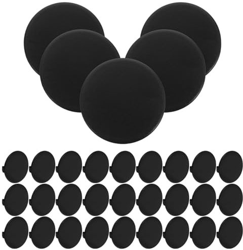 Hemobllo 50pcs Round Hole Covers for Furniture Desktop Wire Grommets Easy Installation Desk Grommet Plugs Black Hinge Hole Caps for Cabinets and Wardrobes
