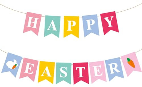 JEYORZY 1 set di Buona Pasqua di Pasqua Felice, Banner di Pasqua per la Decorazione Della Casa, Bunting per Feste Pasquali, Decorazione per Feste di Pasqua, Decorazioni con Striscione di Pasqua