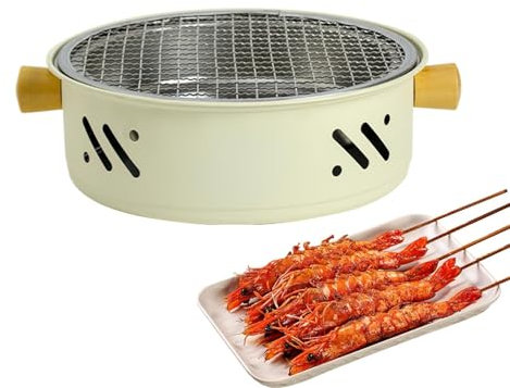 Koreanischer Tischgrill, tragbarer Tischgrill - BBQ-Grill Tragbarer Holzkohlegrill,Koreanische antihaftbeschichtete, rauchfreie Campinggrill-Haushaltsgeräte für Tisch und Garten