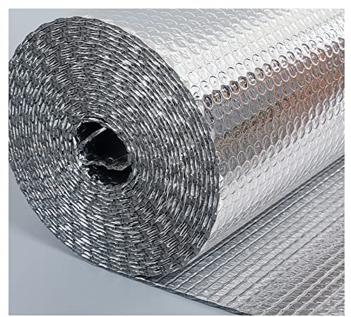 Isolierfolie Dämmfolie Thermofolien-Isolierrolle, Selbstklebende Luftpolsterfolie, 4–5 mm, doppelte wärmereflektierende Aluminium-Isolierfolie, technische Abschirmfolie für Schuppen, Dachboden, Fenst
