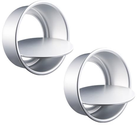 huiyoujiu 2 Pack Round Cake Tin Set, Deep Aluminum Cake Pan with Removable Bottom, Baking Mould with Loose Base, Baking Pans for Christmas, Birthday, Wedding, Party (6 inch)