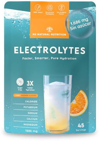 Electrolytes sugar free, 45 days of hydration. Powder drink with chloride, potassium, sodium, calcium and magnesium. Restoration and energy. N2 Natural Nutrition