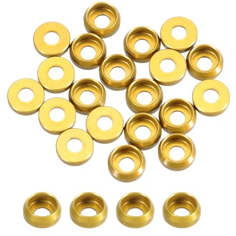 QUARKZMAN M2 Rondelles À Tête Fraisée Conique, Diamètre Du Trou 2mm/0.08 Joints Aluminium Rondelles À Tête Conique Pour Vis RC/FPV/PC Mécaniques Pièces De Modèle, Lot De 20 Pièces (Or)