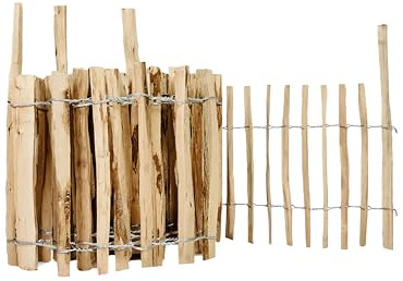WillowNest Steckzaun – Natürlicher Holzzaun, Gartenzaun Sichtschutz, Rustikaler WillowNest Steckzaun, Zaun für Garten & Terrasse – 60x500 cm, Abstand 3-5