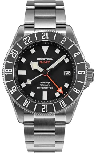 Titanium GMT S462.K - Reloj deportivo mecánico automático de buceo para hombre, resistente al agua, 200 m, color negro, deportivo