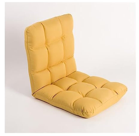 Bodenstuhl, Chaiselongue-Sofa mit Rückenlehne, klappbarer Couch-Liegestuhl mit 5 verstellbaren Positionen für Büro, Wohnzimmer, Balkon, abnehmbar, waschbar (Farbe: Gelb, Größe: 52 x 55 x 56