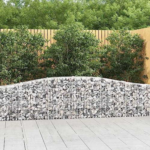 WKIEQACO Home & Garden,Furniture-Arched Gabion Baskets 5 pcs 400x30x60/80 cm Galvanised Iron