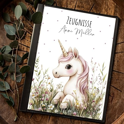 ilka parey Zeugnismappe 20er A4 Einhorn unicorn personalisierbar Schulanfang Schulanfänger Einschulung Wunschname Name zm77