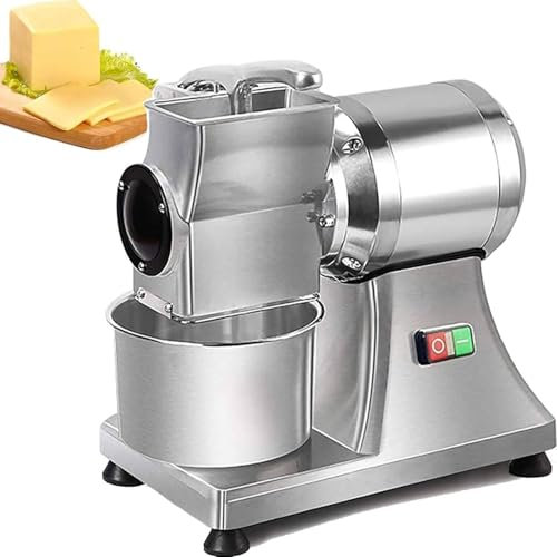 YLANMEI Râpe à Fromage électrique 550 W, Professionnelle, avec Seau en Acier Inoxydable, pour fromages, Fruits et légumes.