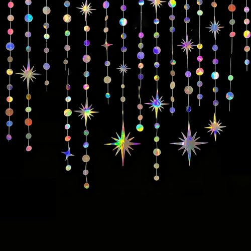 65Ft Hängenden Papier Girlande Glitzer,4M*5 Hängende Halbmond und Twinkle Little Star Streamer Banne, hängende Luftschlangen, Geburtstagsdekorationen, Babyparty, Hochzeit, Euphorie, Disco