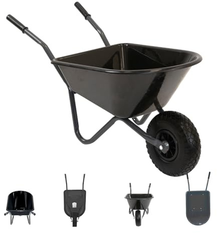 TRUTZHOLM Kinderschubkarre Uni 40 kg Traglast 3,6 kg Stahl Kunststoff Vollgummirad Schiebkarre Garten (Uni | schwarz)