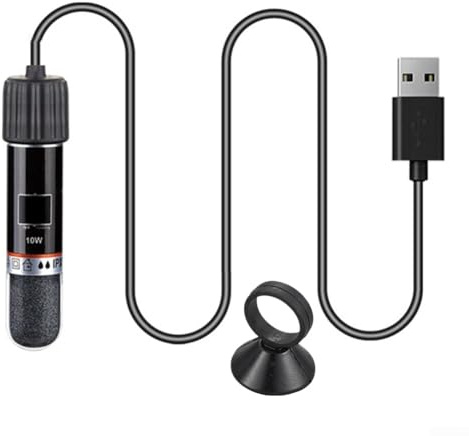 USB Powered 8 5cm Fish Tank Heater Rod with Quartz Glass and Auto Dry Burn Protection for Small Aquariums up to 25L
