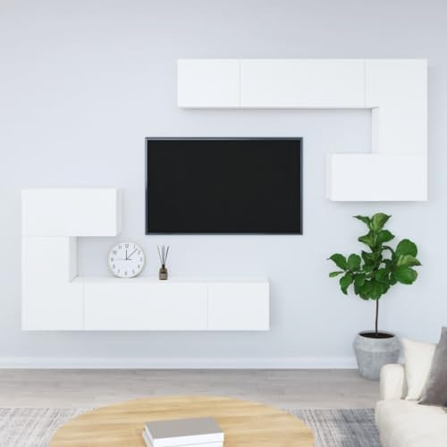 LLEZKBR Centres de divertissement et meubles TV - Meuble TV mural en bois blanc