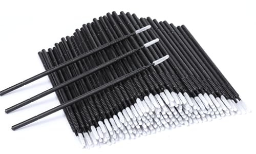 200 stycken mikroborste engångs mikroapplikatorborste ögonfransförlängning borste 10 cm rengöringsstavar, applikator, ögonfransförlängning, pensel, mikroeyeliner, borstar för make-up, renlighet (svart