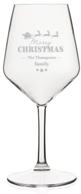 Wanapix | Bicchiere in plastica personalizzato | Calice da vino inciso | 40 cl | Tritan | Slitta di Babbo Natale