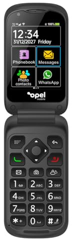 Opel Mobile TouchFlip Téléphone à Écran Tactile 2,8 avec Bouton SOS, Compatible Appareils Auditifs, WhatsApp