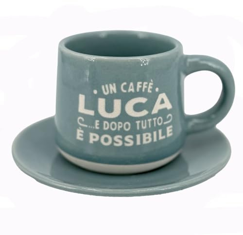 CLEARCO Tazzina da caffè personalizzata con piattino e scatola - Luca