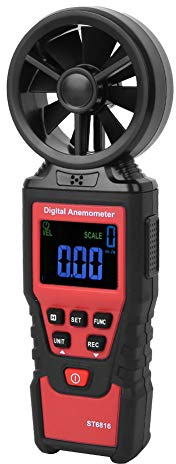 YUKERMARB ST6816 Digital Vindmätare ABS Vindhastighetsmätare 0,4 Till 30 M S LCD Max Min Genomsnittlig Datahållning Vindtemperaturtestare för Segling Drakflygning Vindsurfing Bergsbestigning