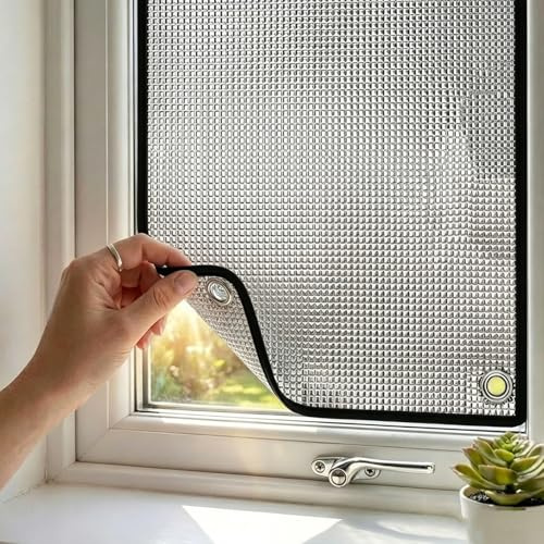 Double Reflective Insulation Window Film RV Insulation for Summer Heat Reflective Window Tint for Roof Car Garage Doors, Anti-UV Aluminum Foil Sun Blocking Privacy Window Cover Kit(Black,30x170 cm)