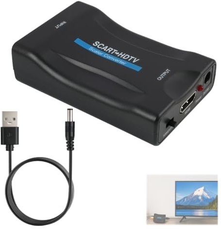 Convertisseur Péritel HDMI 1080P Adaptateur Conversion Vidéo Plug & Play | Compatible avec de nombreux appareils : lecteur DVD, magnétoscope VHS, consoles de jeux rétro, adapté aux télévisions et écra