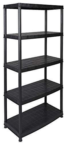 Kreher Kunststoffregal, Schwerlastregal mit 5 soliden Böden und hoher Traglast von ca. 70 kg pro Boden. Maße BxTxH in cm ca.: 92 x 45 x 185 cm