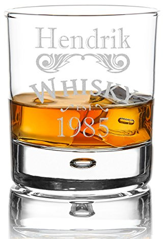 polar-effekt Whiskyglas Personalisiert 330 ml - Geschenk-Idee für Männer - Tumbler Whiskeyglas mit Gravur Name und Jahreszahl mit Motiv Emblem