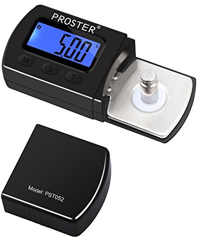 Proster Tester Scala Forza di Stilo per Giradischi Bilancia 0.01g LCD Retroilluminazione Blu per Braccio Giradischi Fono Cassetta Musicale-Nero