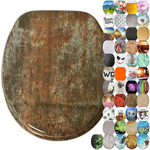 Sanilo Soft Close Toilet Seat, Wide Choice of New Toilet Seats, Stable Hinges, Easy to Mount (Rusty)