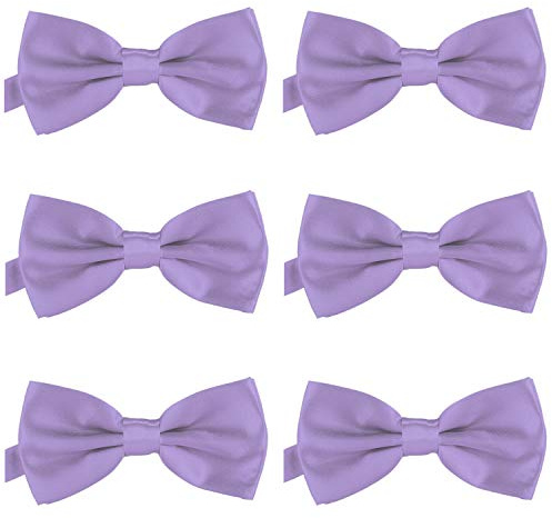 6-pack DonDon herrfluga 12 x 6 cm färdigknuten och längdjusterbar syrénlila