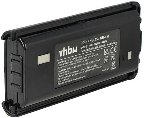 vhbw Akku Ersatz für Kenwood KNB-45 | KNB-45L, KNB-45Li für Funkgerät, Walkie Talkie (2000mAh, 7,4V, Li-Ion)