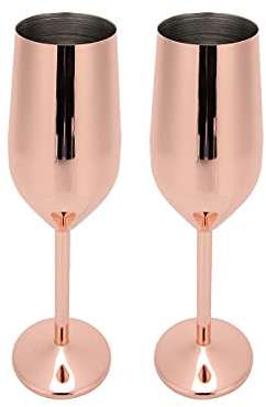 Tissting Lot de flûtes à champagne en acier inoxydable de 220 ml - Incassables - Pour anniversaire, mariage, bar, fête, banquet, anniversaire, cadeaux