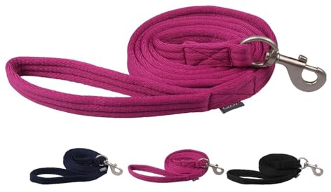 NETPROSHOP Weiche Leine und Führstrick Softlonge mit Schlaufe am Ende und Karabiner, Farbe:Fuchsia