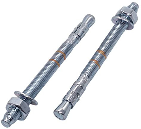 Confezione da 10 tasselli a cuneo M12 x 145 mm, tasselli in metallo, bullone passante, fissaggio in muratura, ancoraggio di espansione per calcestruzzo (10, M12 x 145 mm)