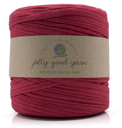 Jolly Good yarn Recyceltes grobes Baumwoll-T-Shirt-Garn für Schritt, Makramee, Webstuhl, Stricken, Rot, 800 Gramm/100 Meter