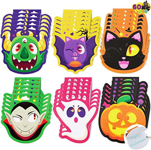JOYIN 60 Pcs Halloween Mini Notepad Set (6 Designs), Spooky Characters Note Pads Mini Notebooks for Kids Boys Girls Party Supplies, Classroom Favors, Trick or Treat Bags Fillers
