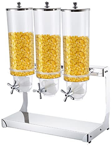 FIFOR 4L-16L Cereal Dispenser, Countertop Dry Food Holder, Candy Dispenser Machine for Home/Office Desk - Snacks, Grains, Cheerios, Dry Powder Container (Color : Silver, Size : 12L)
