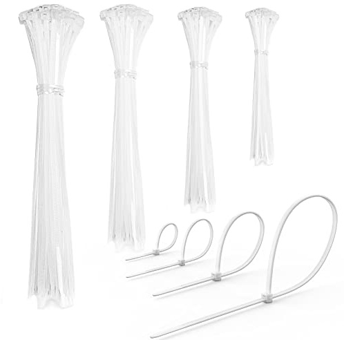 200 Stück Kabelbinder Weiß Set,100/150/200/300 mm(je 50 Stück) | Highwings Nylon Verschiedene Größen Super Haltbar Selbsthemmend Kabelbinder für Kabelmanagement,Gartenarbeit,Werkstätten