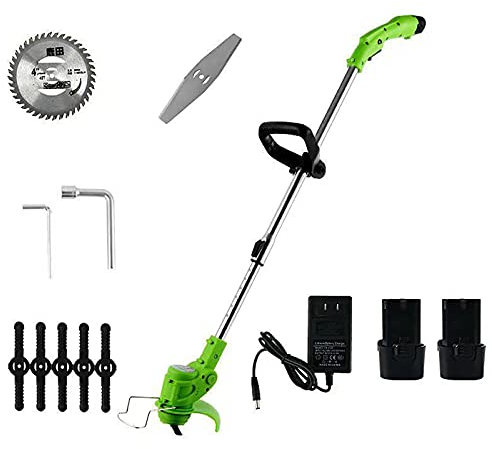 Tagliaerba a batteria, lunghezza 95-125 cm tagliaerba regolabile con caricabatteria al litio 36V6000mAh tagliaerba per tagliare alberi da giardino, 2 batterie