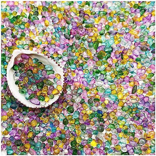 BXI 2.2 Lbs Small Aquarium Substrate Gravel Sand, Polished Smooth Fish Tank Gravel, Colorfast Uncoated Vibrant Blue Sea Glass, Decorative Stones for Vase Fillers, Fairy Garden, Potted Plants